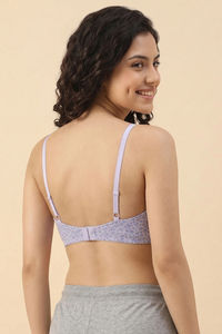 Zivame Padded Non Wired Medium Coverage Tshirt Bra - Slightly Heart Purple — thumbnail 3